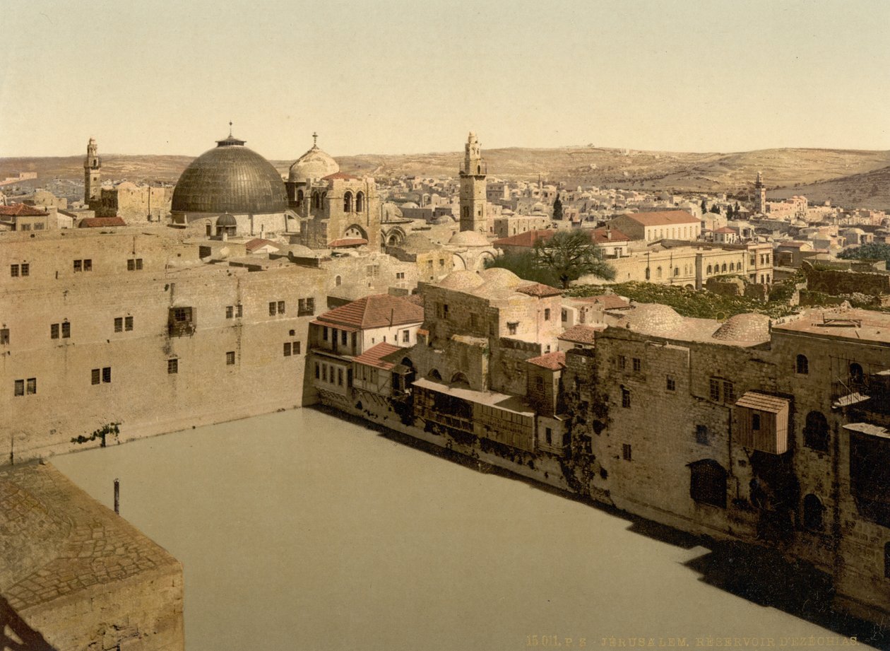 De vijver van Hizkia, Jeruzalem, Heilig Land, c.1890-c.1900 door Detroit Photographic Co.