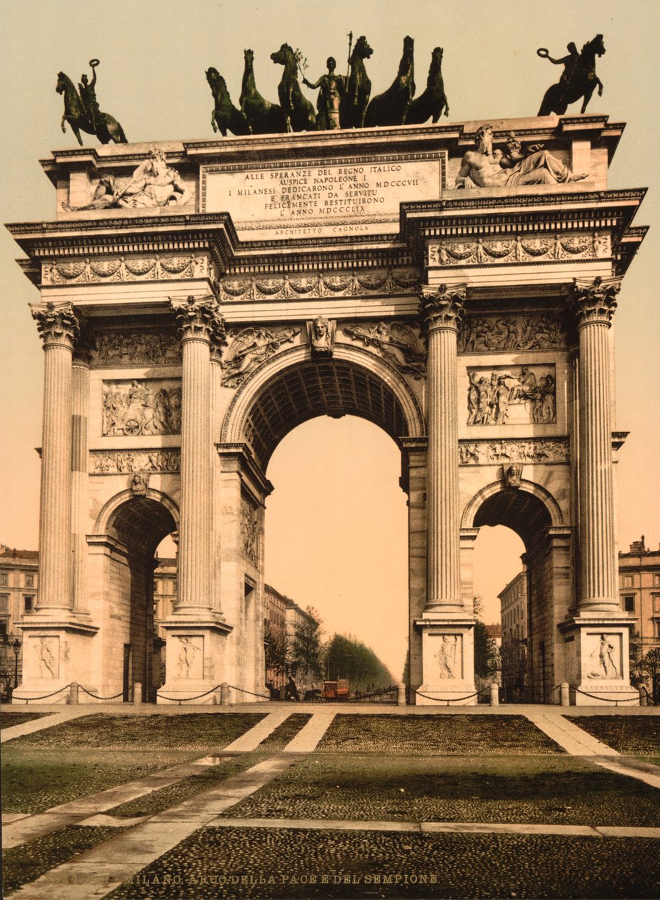 Boog van Vrede, Milaan, Italië, ca. 1900 door Detroit Publishing Co.