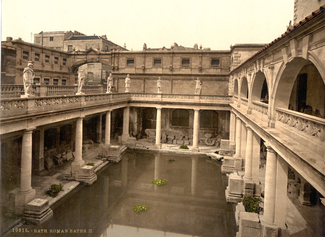 Romeinse baden en abdij, Bath, ca. 1890-1900 (fotochromdruk) door Detroit Publishing Co.