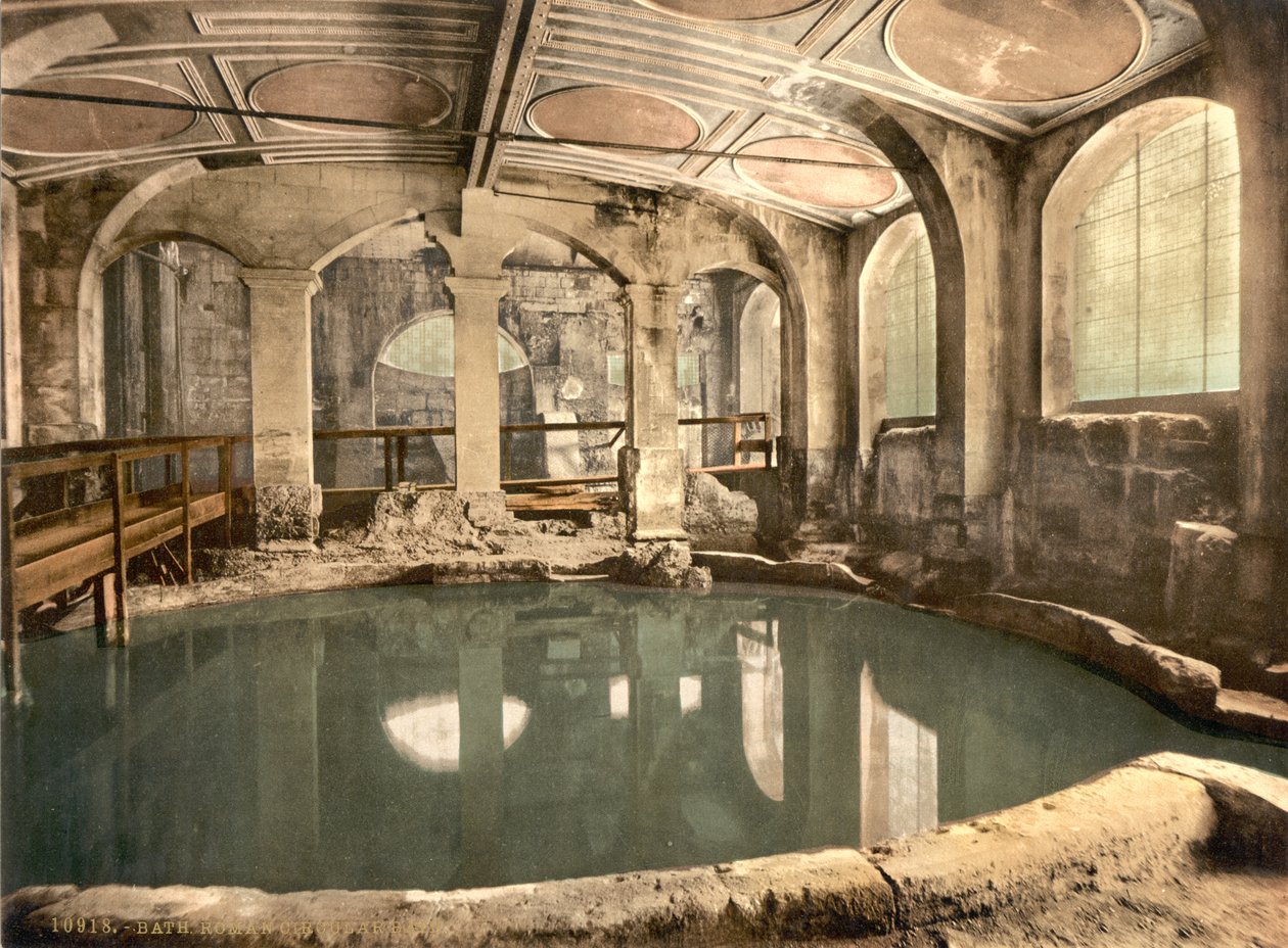 Romeinse baden en abdij, rond Bath, Bath, ca.1890-1900 (fotochromdruk) door Detroit Publishing Co.