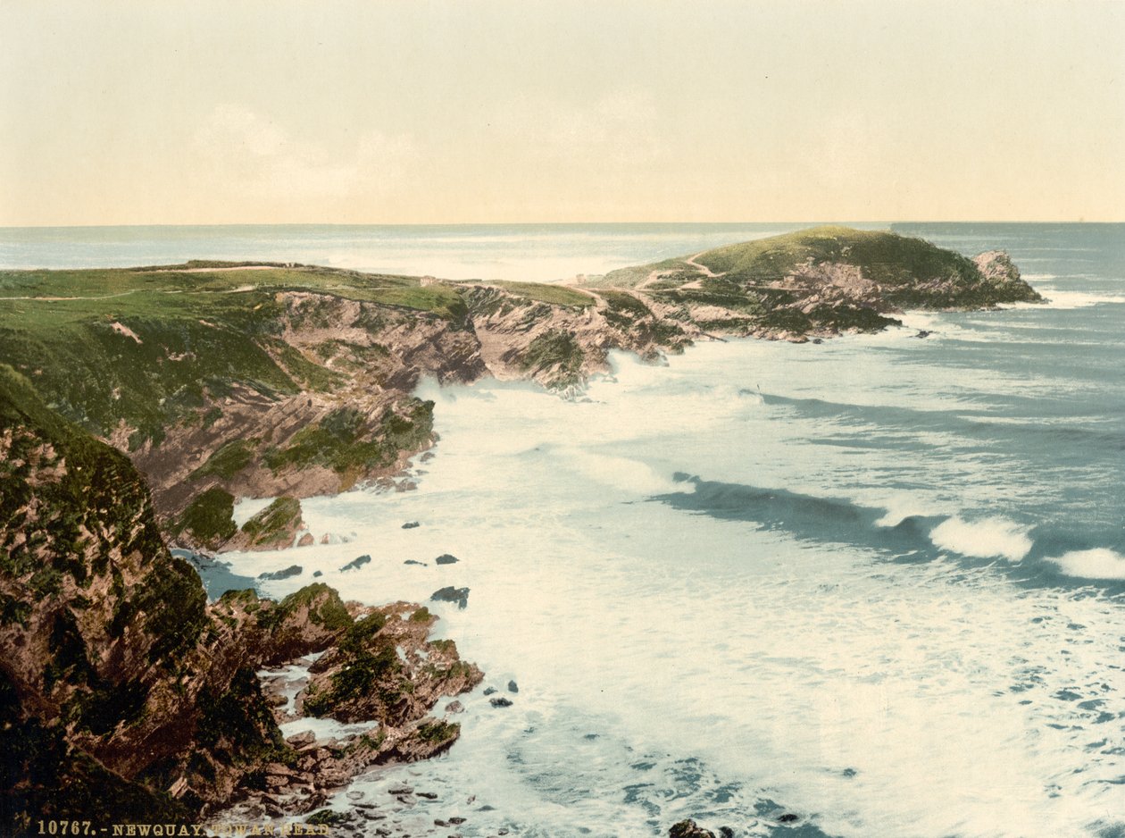 Towan Head, Newquay, Cornwall, Engeland, Fotochrome print, ca. 1900 door Detroit Publishing Co.