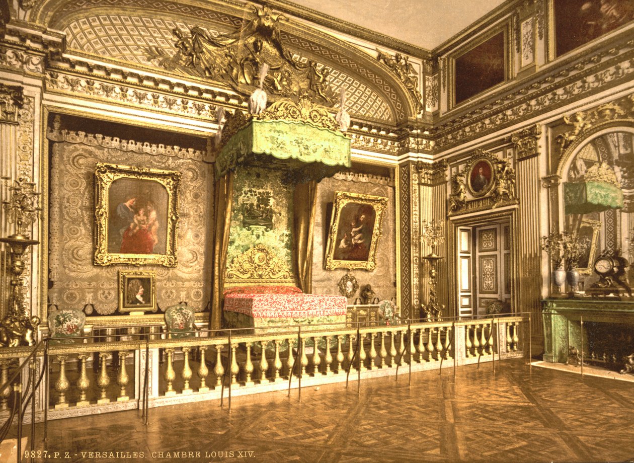 Slaapkamer van Lodewijk XIV, Versailles, ca. 1890-1900 (fotochrom) door Detroit Publishing Co.