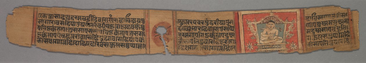 Blad uit een Jain-manuscript: Kalpa-sutra: Tekst verso door Devachandra