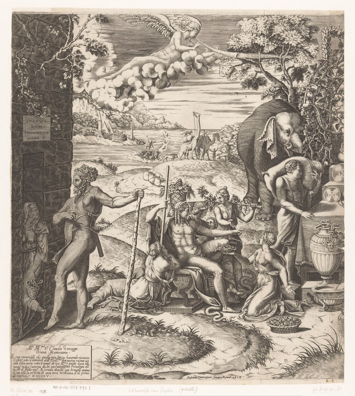 Voorbereidingen voor het huwelijksfeest van Amor en Psyche (linkerdeel) door Diana Mantuana