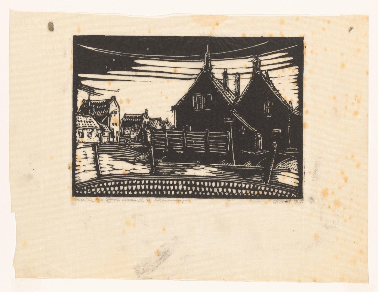 Huizen aan de boulevard te Scheveningen door Dick Ket (signed by artist)