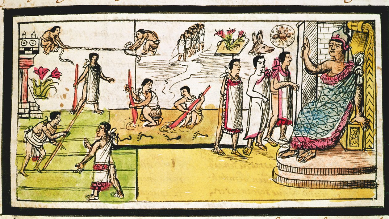 Fol.40r Bouw van Tenochtitlan, 1579 door Diego Duran