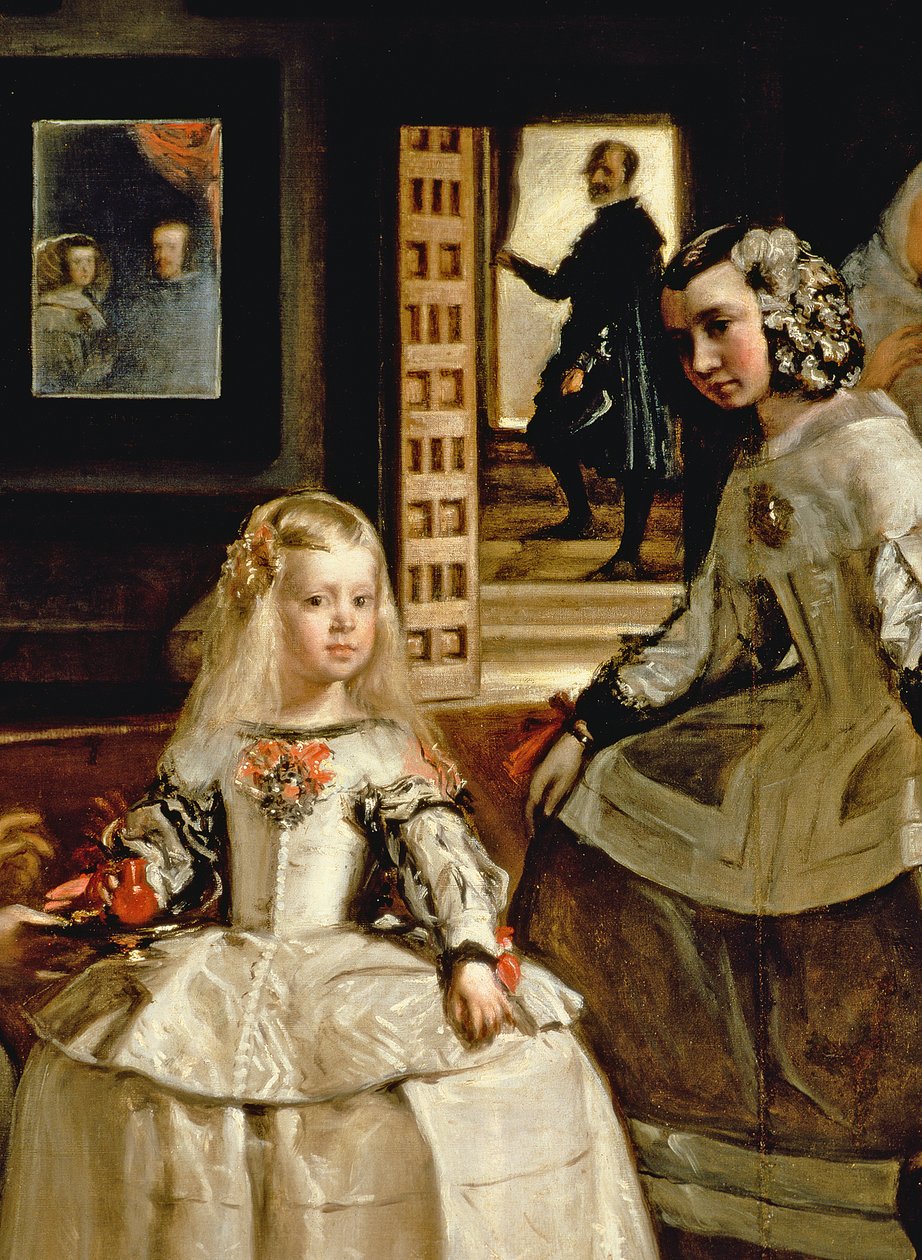 Las Meninas, detail van de Infanta Margarita en haar dienstmeid, 1656 (detail) door Diego Velázquez
