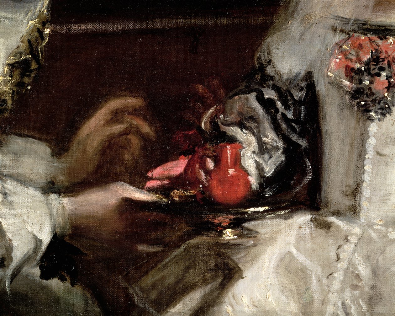 De broche van Infanta Margarita Maria, uit Las Meninas (detail) door Diego Velázquez