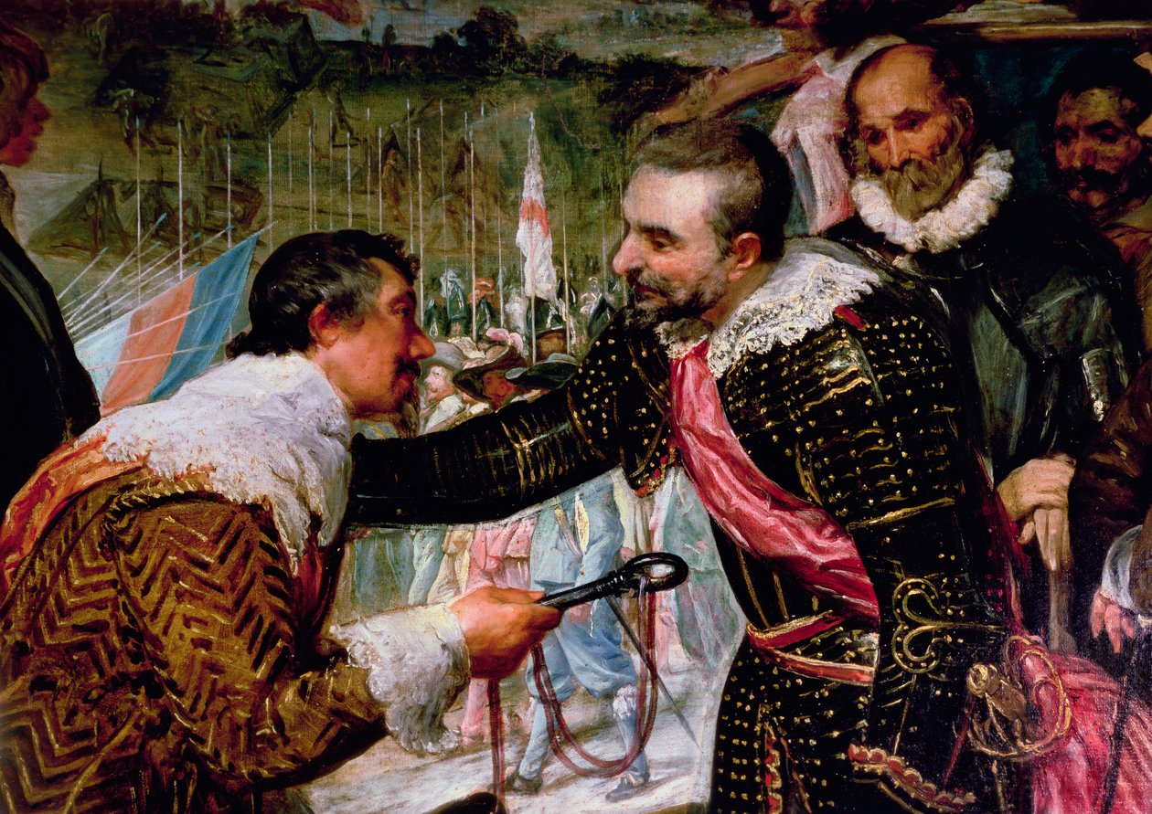 De overgave van Breda (1625), detail van Justin de Nassau die de sleutels overhandigt aan Ambroise Spinola (1569-1630) op 5 juni 1625 (detail) door Diego Velázquez
