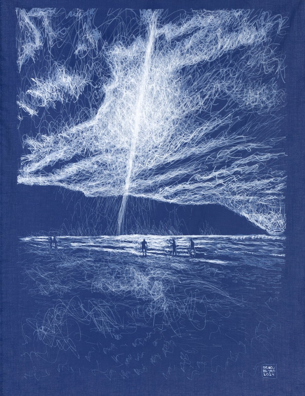 Cueva Beach in Asturië, 2024 (acryl op stof) door Diego Beyro