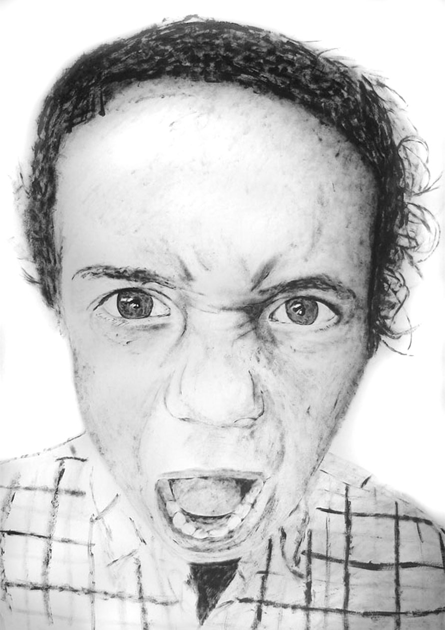 Santiago (serie Kids), 2008 (acryl op papier) door Diego Beyro