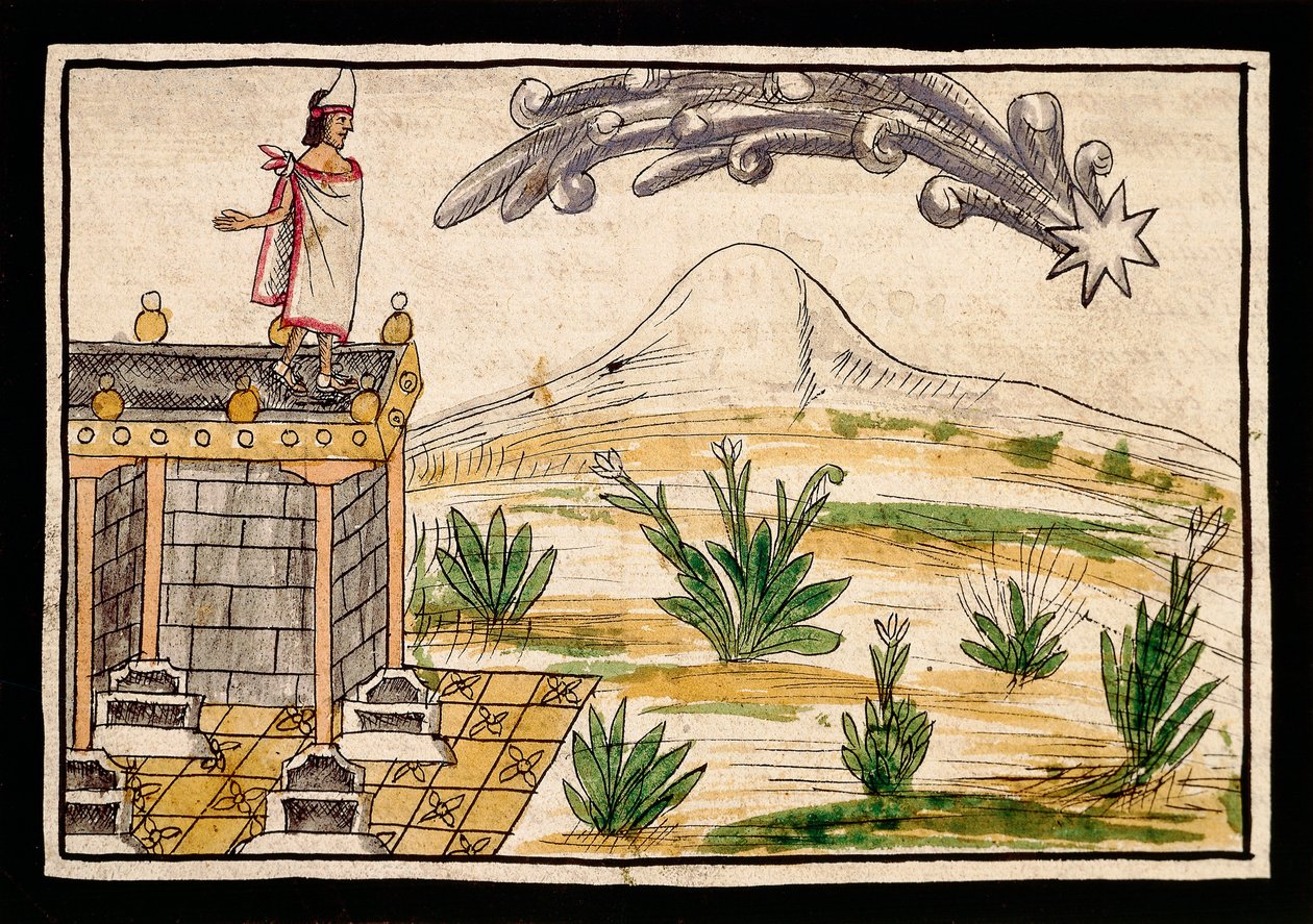 Montezuma observeert de komeet door Diego Duran
