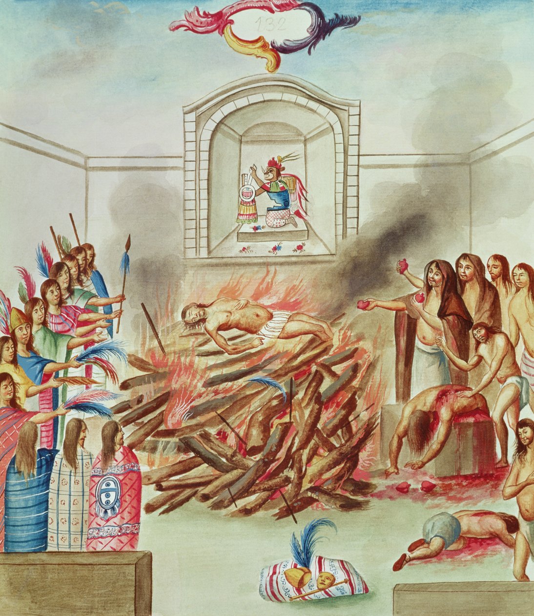 Tome 3 fol.132, een mensenoffer, uit 