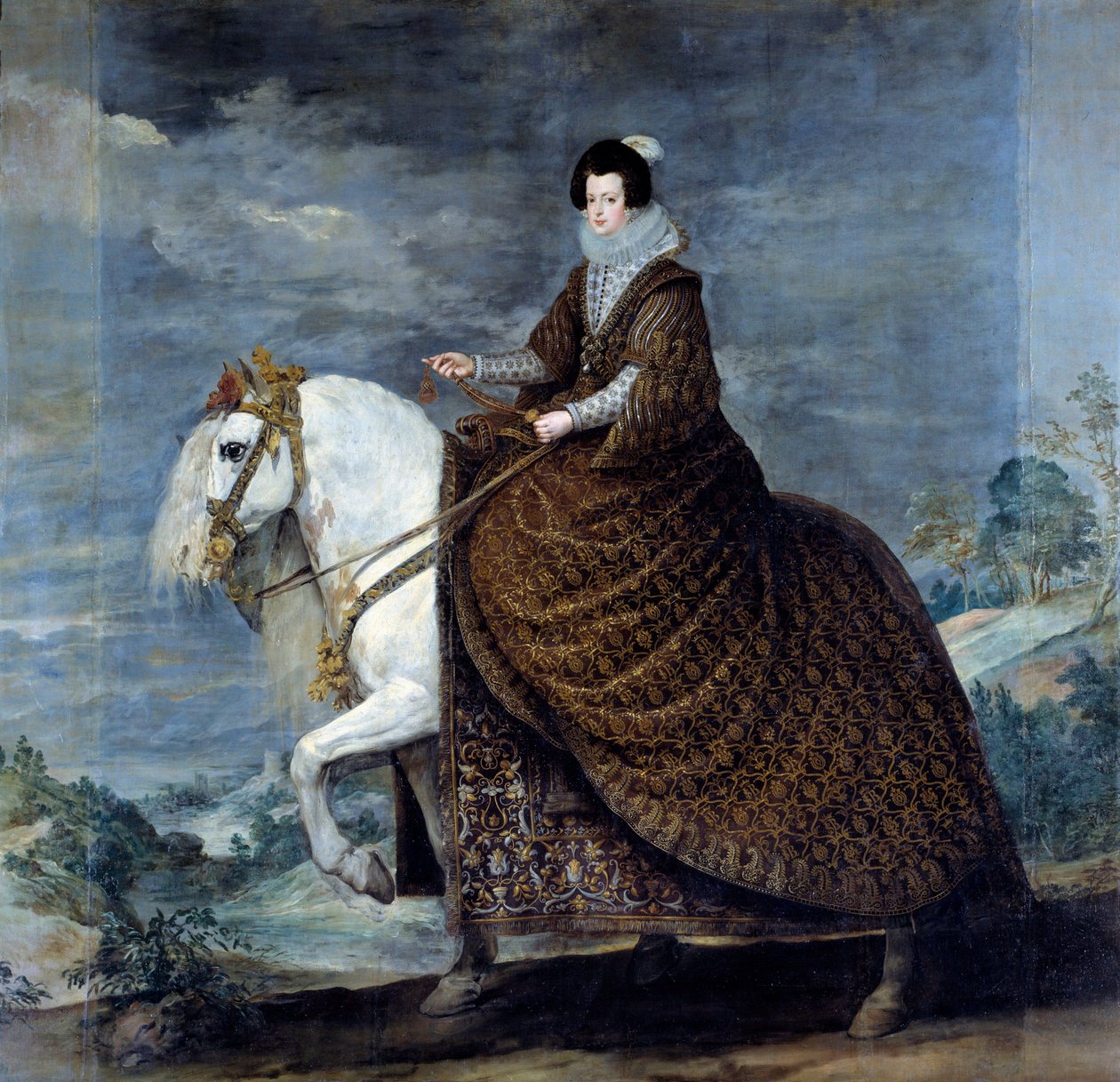 Ruiterportret van Elisabeth van Frankrijk of Isabelle van Bourbon door Diego Velázquez