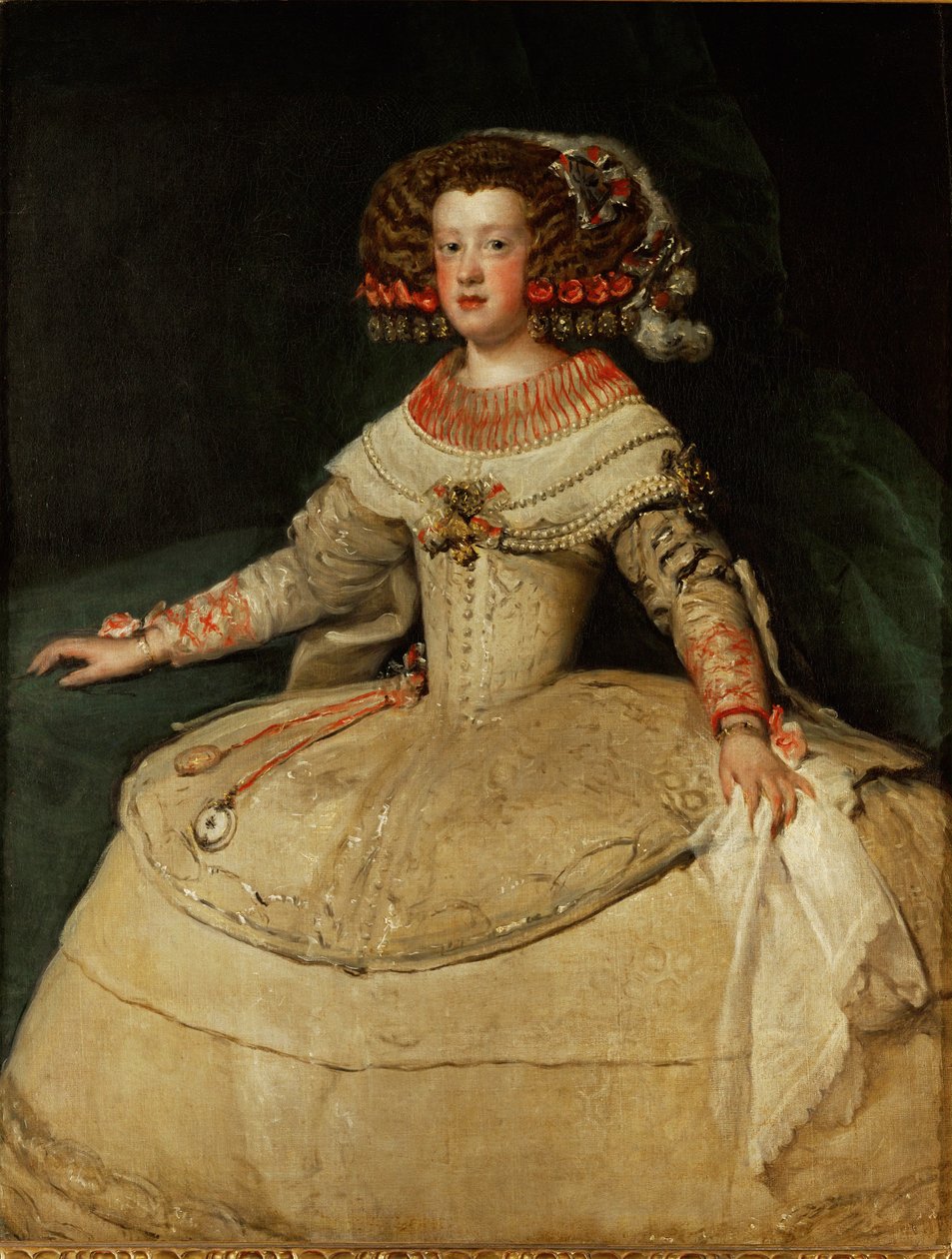 Maria Teresa, Infanta, dochter van koning Filips IV van Spanje en zijn vrouw Isabella, trouwde met Lodewijk XIV van Frankrijk ... (olieverf op doek) door Diego Rodriguez de Silva y Velazquez