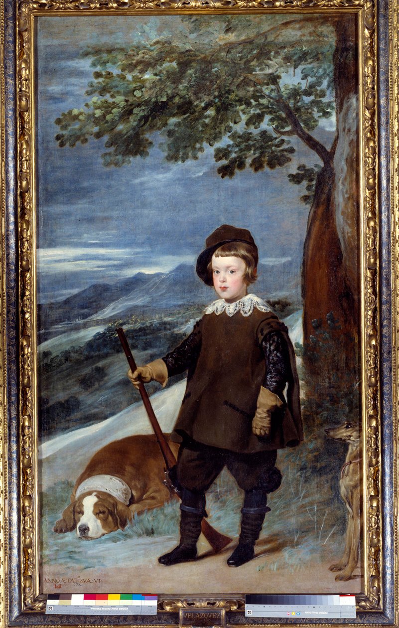 Portret in jachtkleding van Prins Baltasar Carlos van Spanje door Diego Velázquez