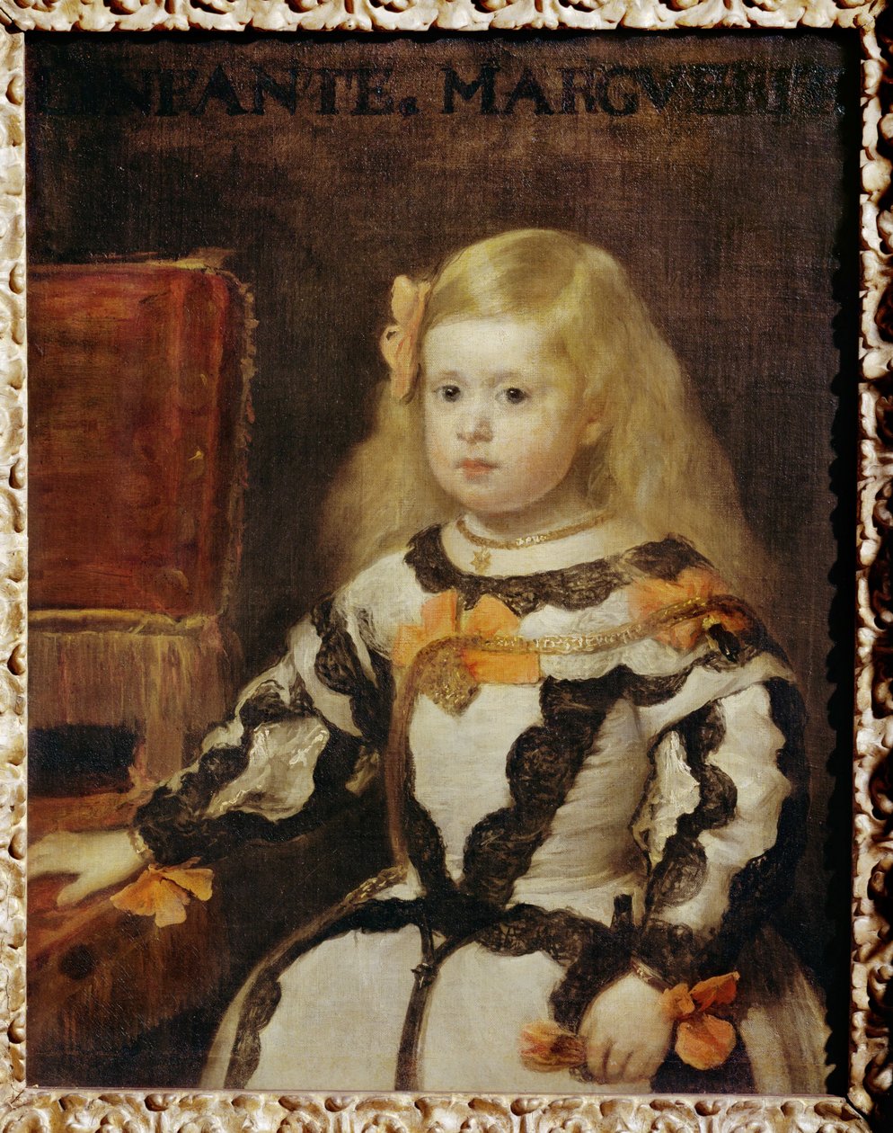 Portret van de Infanta Margarita Teresa, dochter van Felipe IV, koning van Spanje ... door Diego Rodriguez de Silva y Velazquez