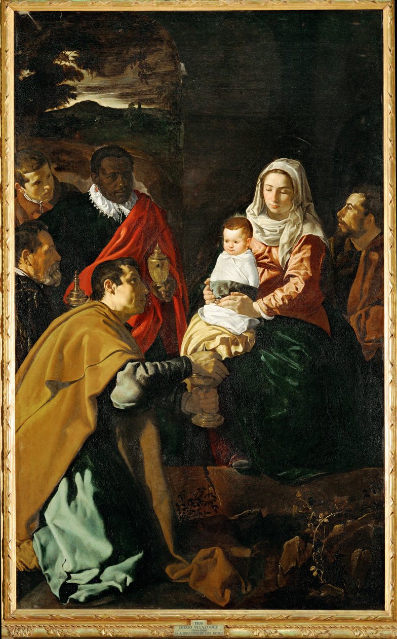 De aanbidding van de Wijzen ... (schilderij op doek) door Diego Rodriguez de Silva y Velazquez