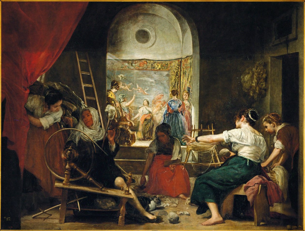 De tapijtwevers of De fabel van Arachne door Diego Rodriguez de Silva y Velazquez