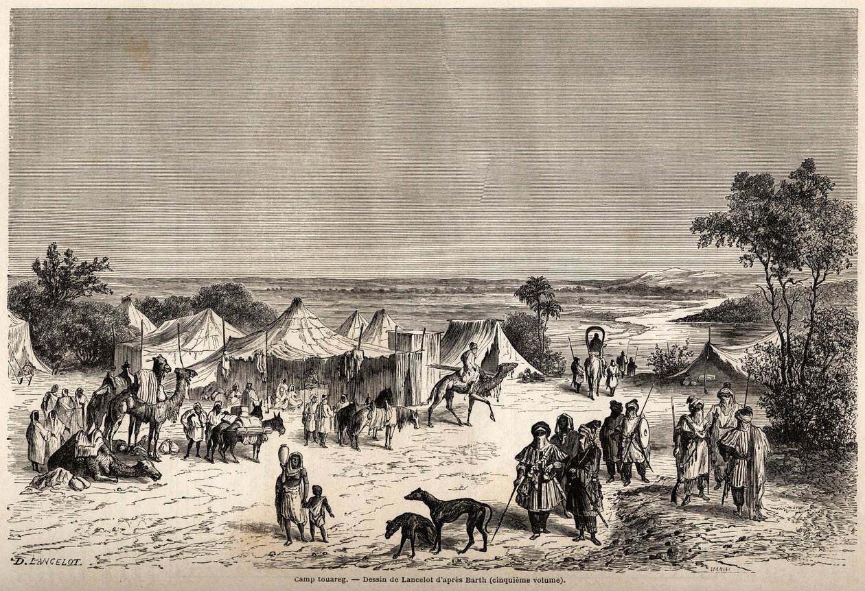 Een Touareg-kamp door Dieudonne Auguste Lancelot