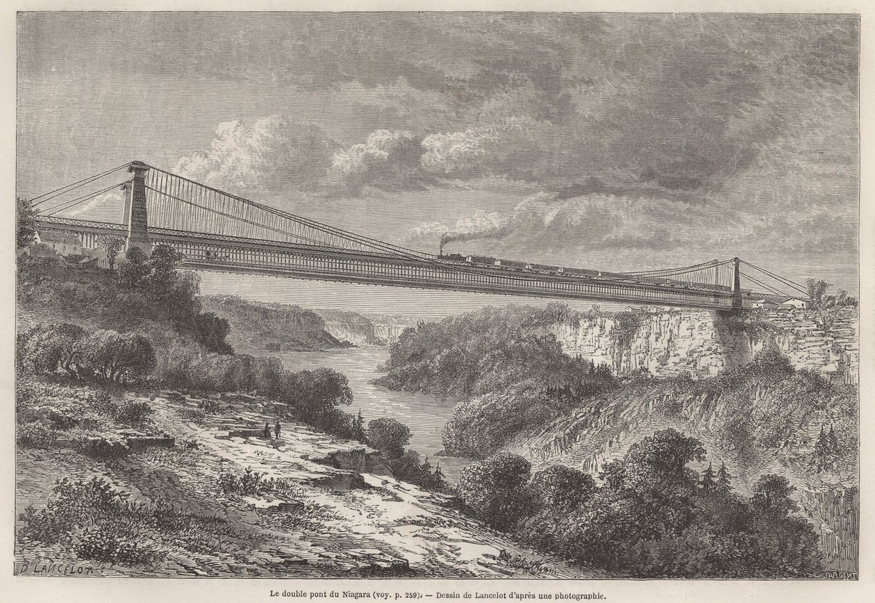 De Niagara Dubbele Brug door Dieudonne Auguste Lancelot