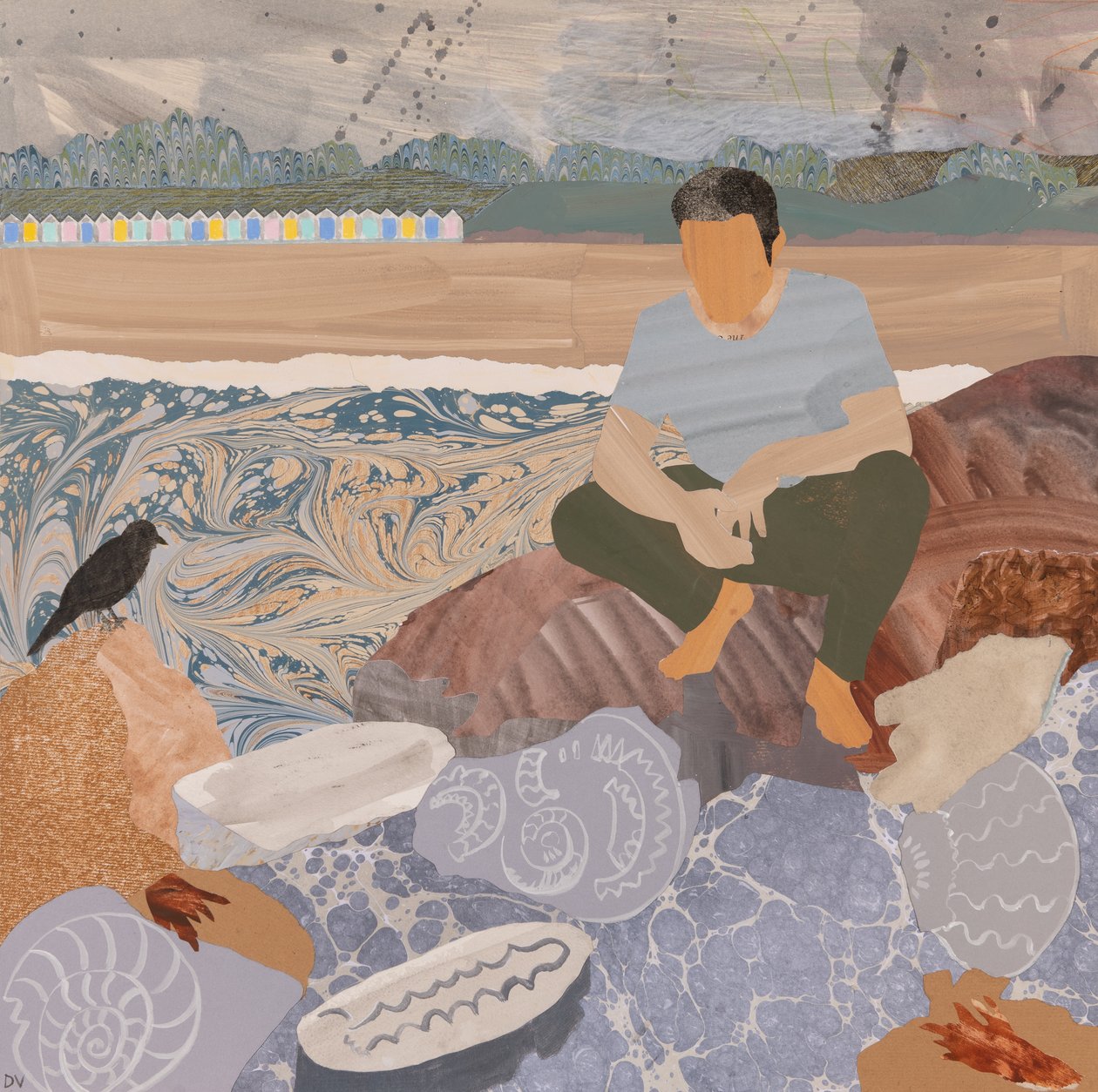 Strandhuisjes  fossielen (collage) door Dione Verulam