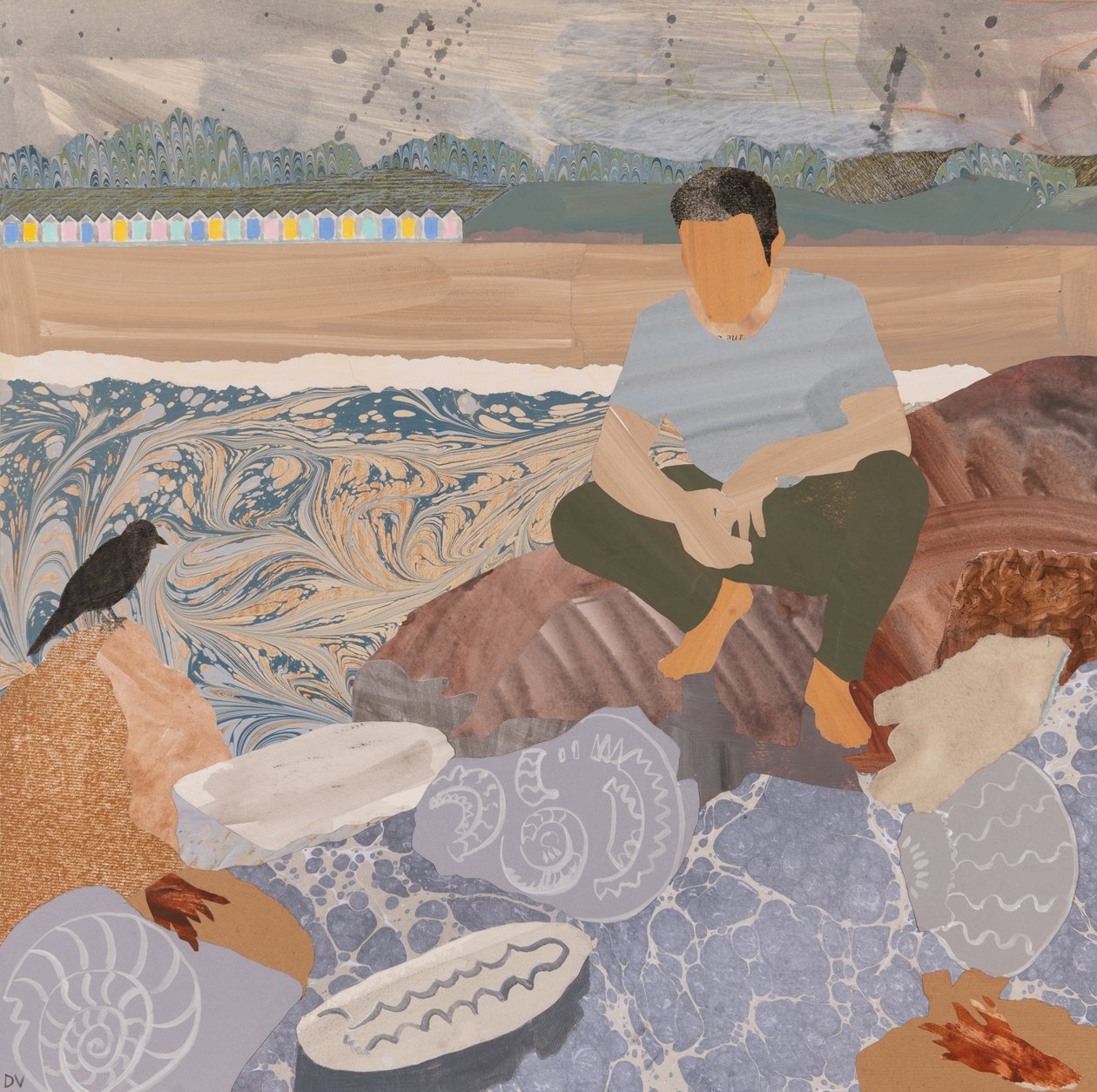 Strandhuisjes  fossielen (collage) door Dione Verulam