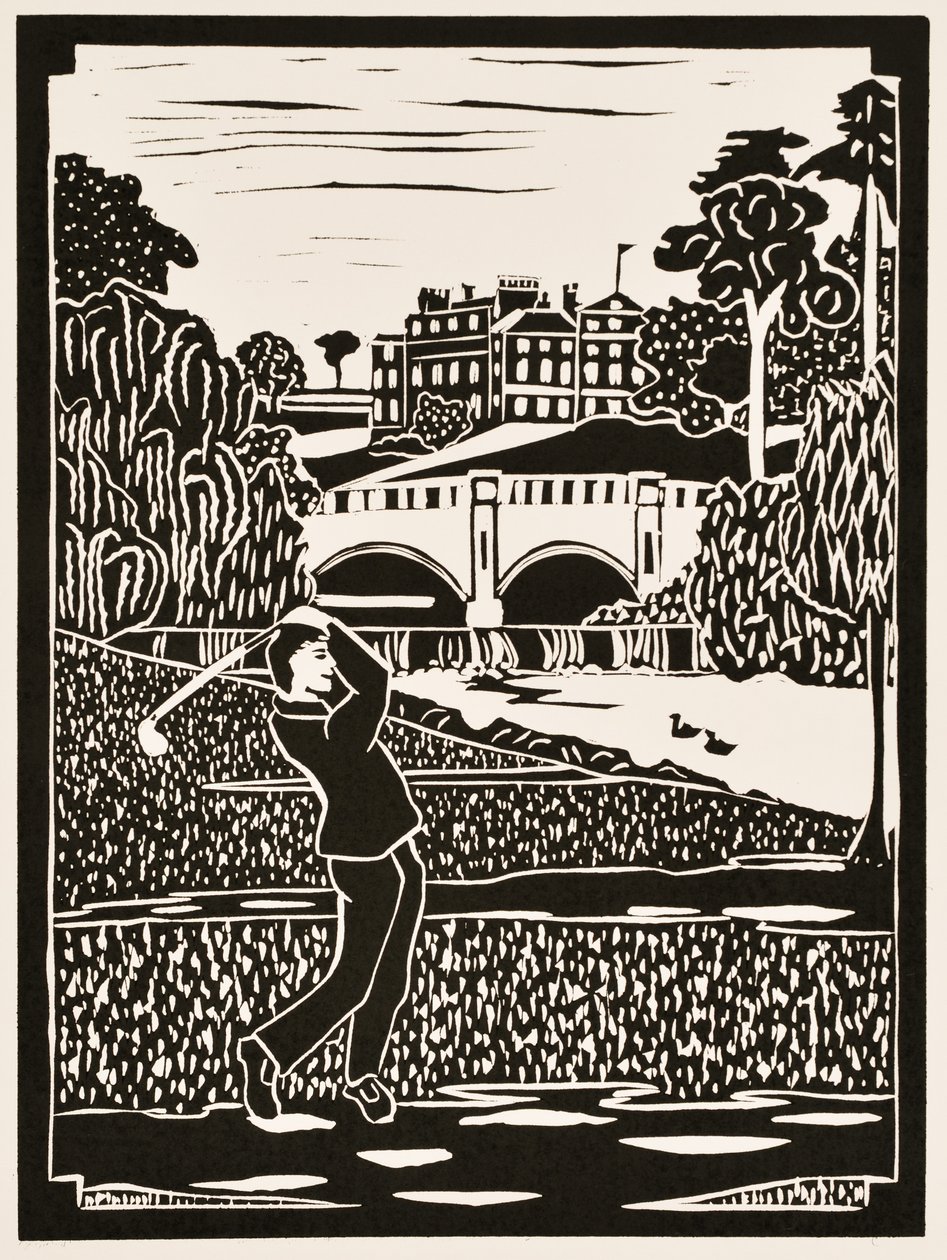 Maanden van het jaar: Juli, 2012 (linoleumsnede) door Dione Verulam