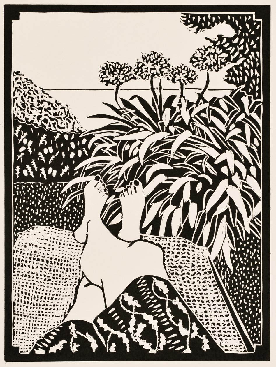 Maanden van het jaar: Juni, 2012 (linoleumsnede) door Dione Verulam
