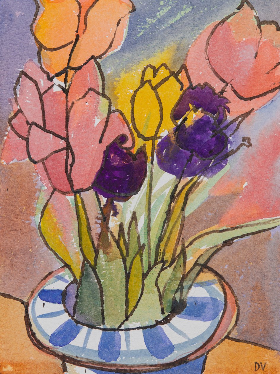 Tulpen (aquarel  inkt) door Dione Verulam