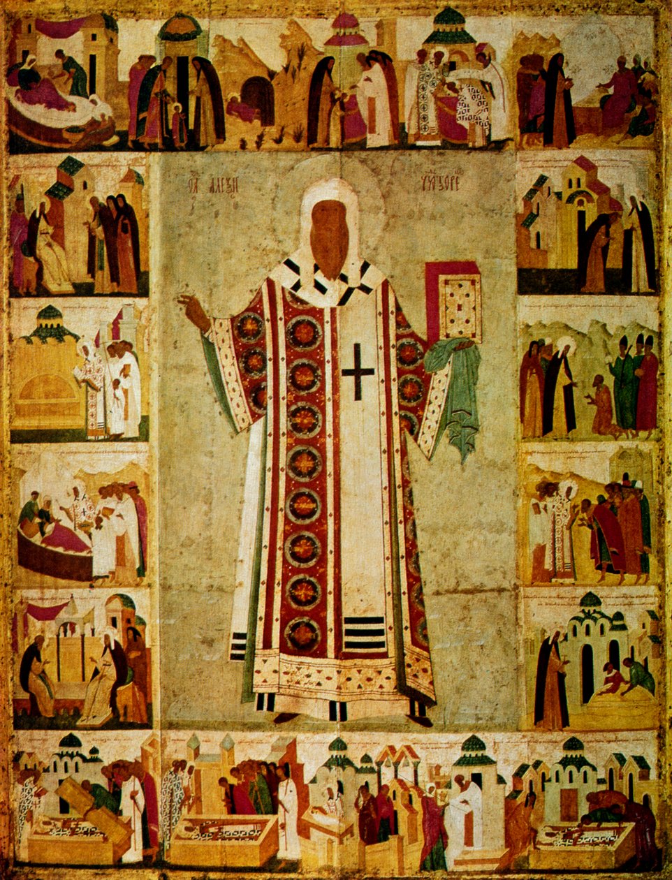 Metropoliet Alexius omringd door scènes uit zijn leven, Russisch, 1480 door Dionisy