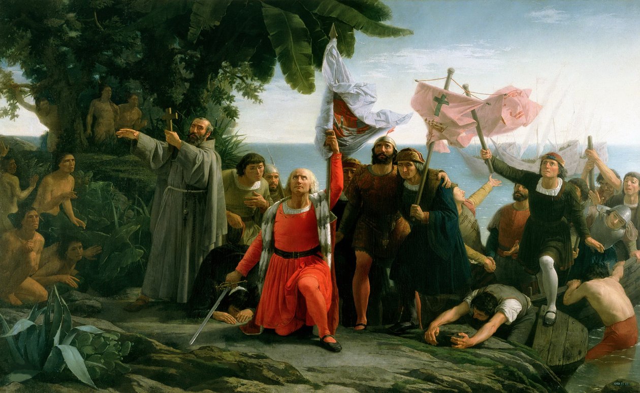Eerste landing van Christoffel Columbus in Amerika door Dioscoro Teofilo Puebla Tolin