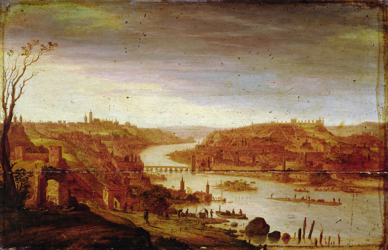 Uitzicht op Praag (onherstelbare versie) door Dirck Verhaert