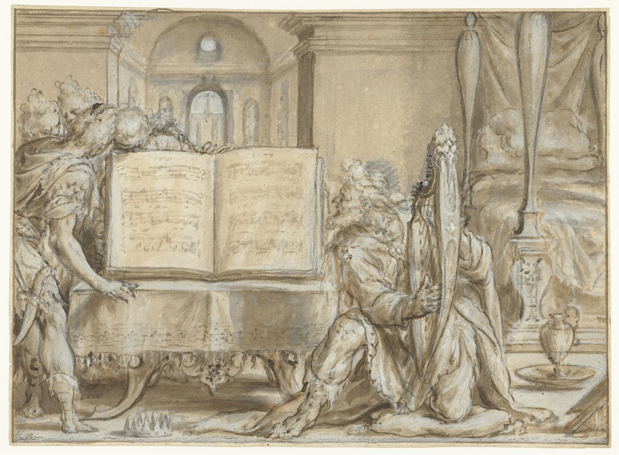 David als psalmist door Dirck Barendsz.