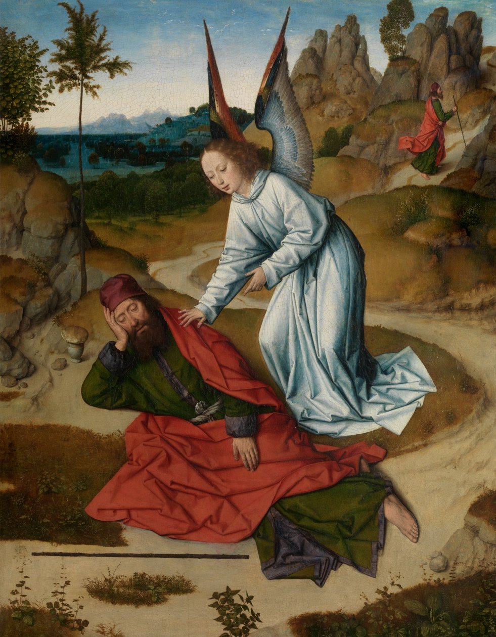 Elia in de Woestijn, detail van het Altaarstuk van het Heilig Sacrament, ca. 1464-68 (detail) door Dirck Bouts
