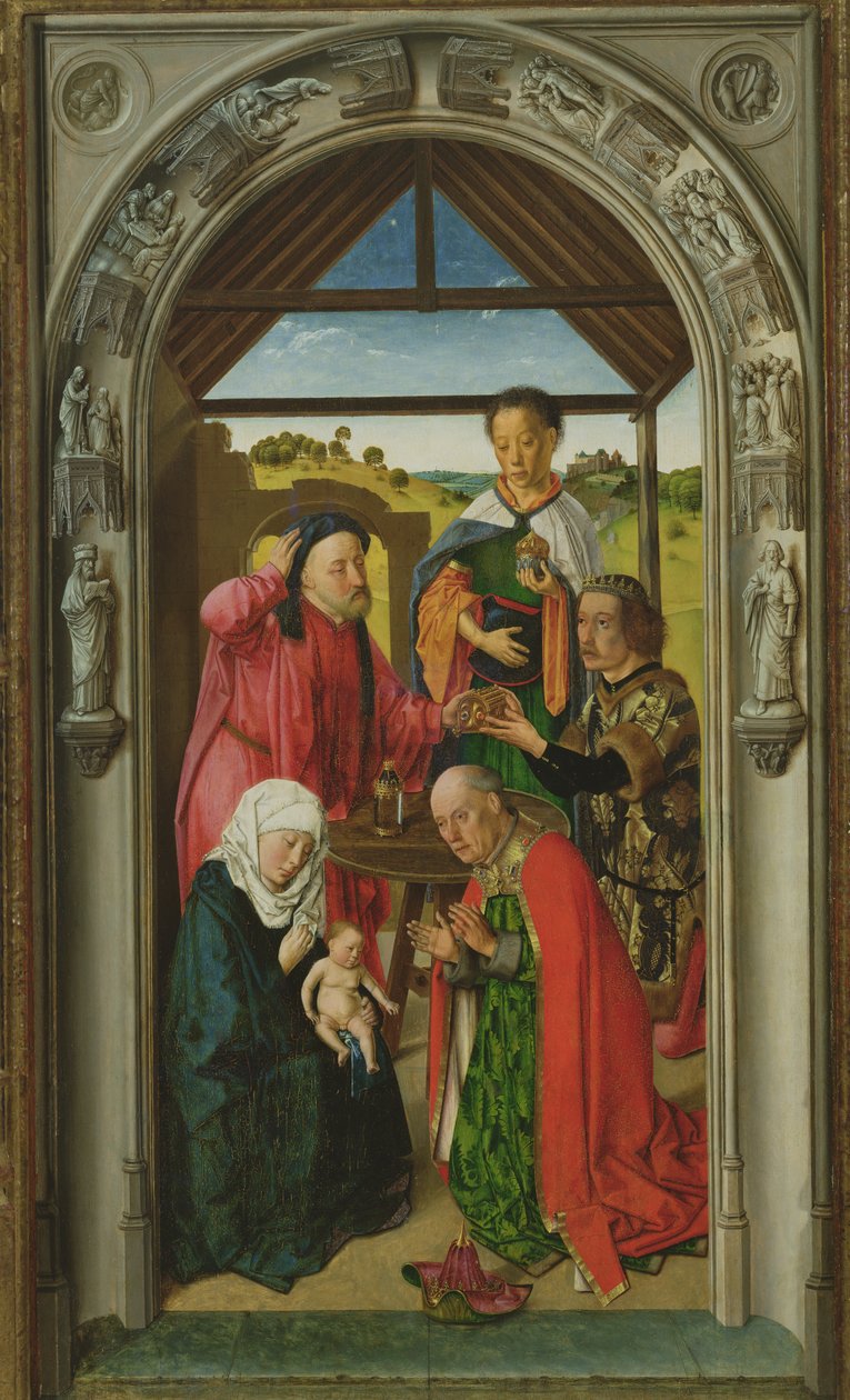 De Aanbidding der Wijzen, ca. 1445 (detail) door Dirck Bouts