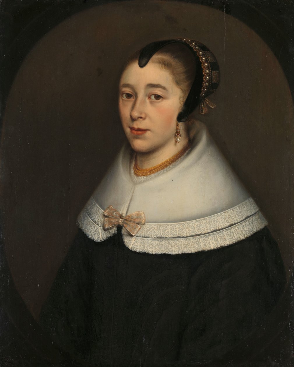 Portret van een vrouw, vermoedelijk Catharina Kettingh (1626/27-73), echtgenote van Bartholomeus Vermuyden door Dirck Craey