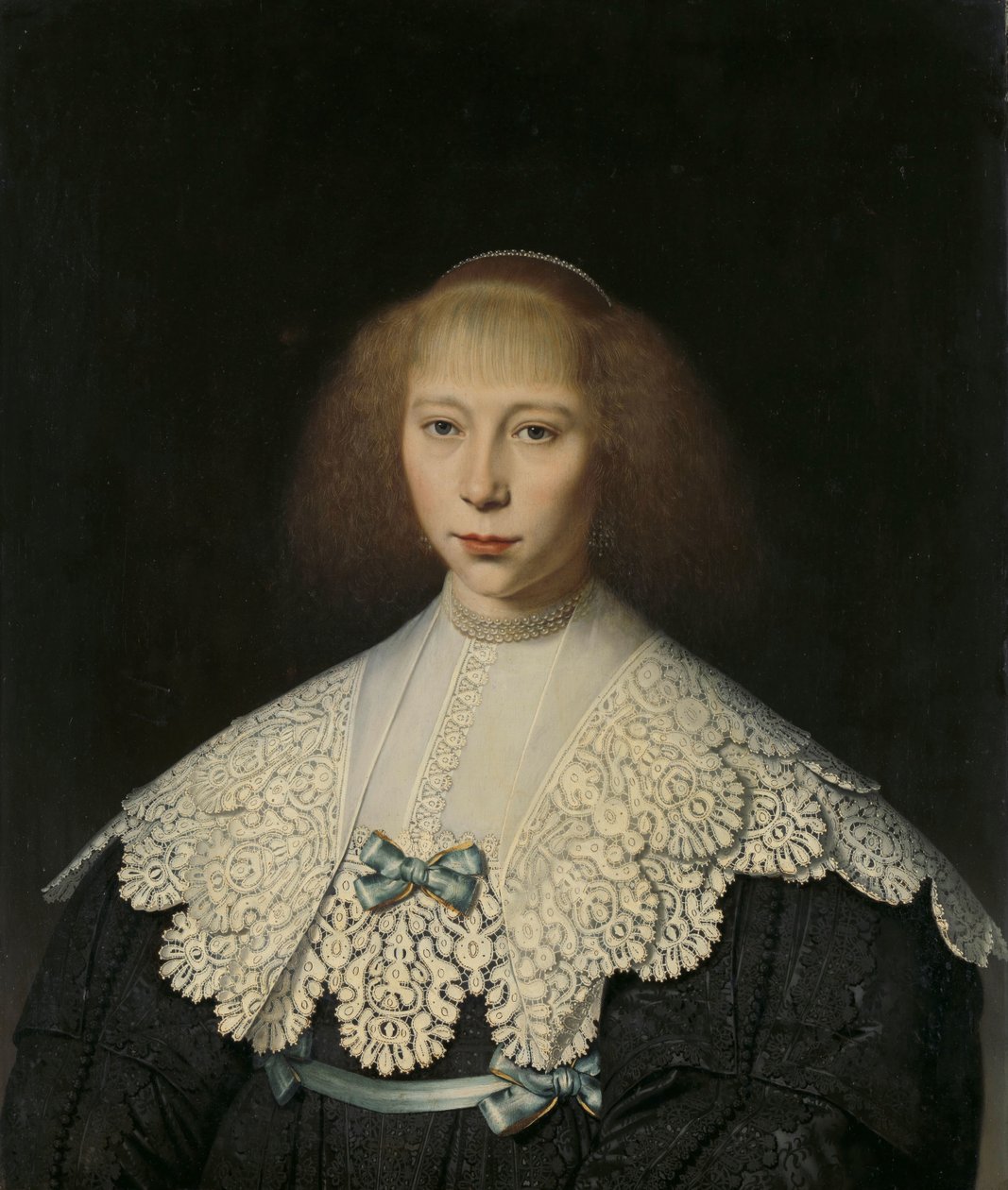 Agatha Geelvinck (1617-38). Eerste vrouw van Frederik Dircksz Alewijn door Dirck Dircksz. van Santvoort