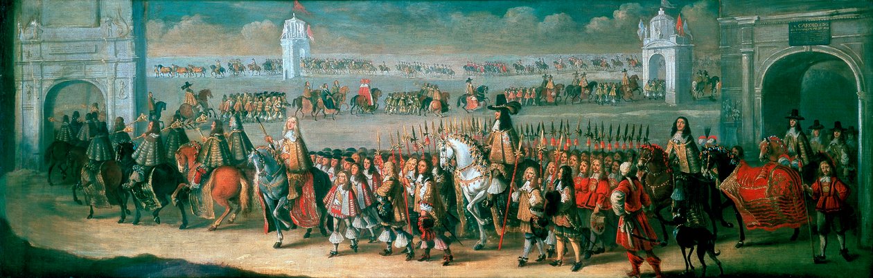 Charles II trekt van de Tower of London naar Westminster, 22 april 1661 door Dirck Stoop