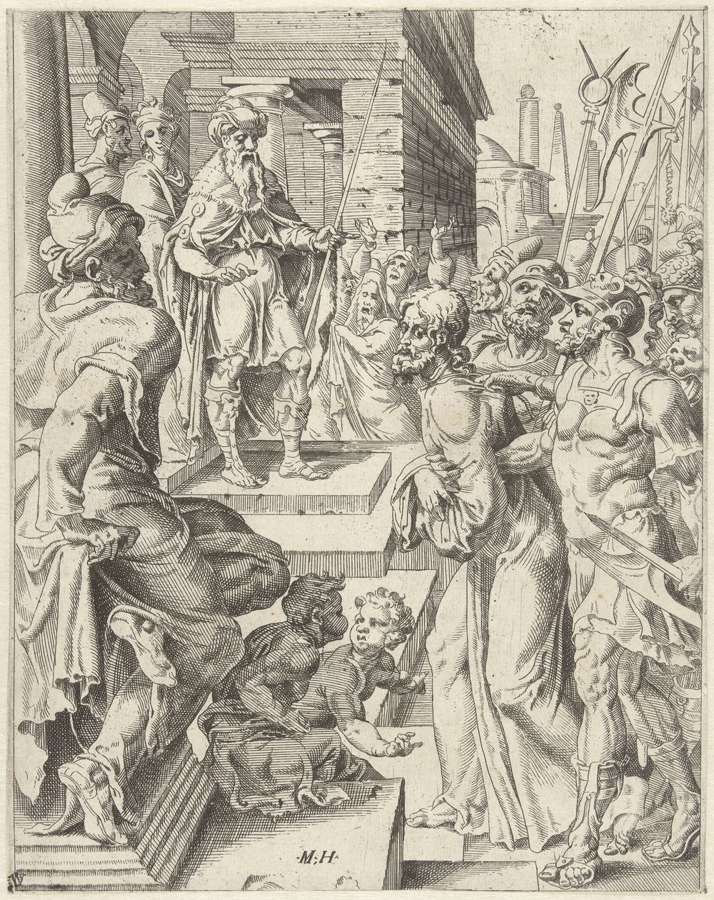 Christus voor Pilatus door Dirck Volckertsz. Coornhert (attributed to)