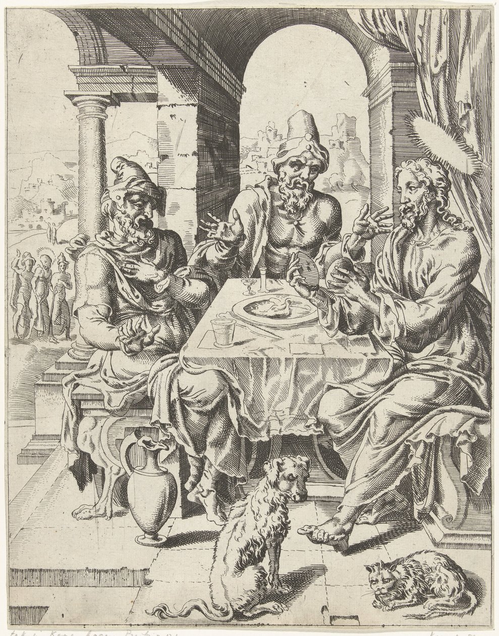 Maaltijd in Emmaüs door Dirck Volckertsz. Coornhert (attributed to)