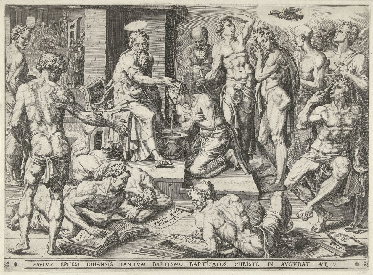 Paulus doopt de inwoners van Efeze door Dirck Volckertsz. Coornhert (attributed to)