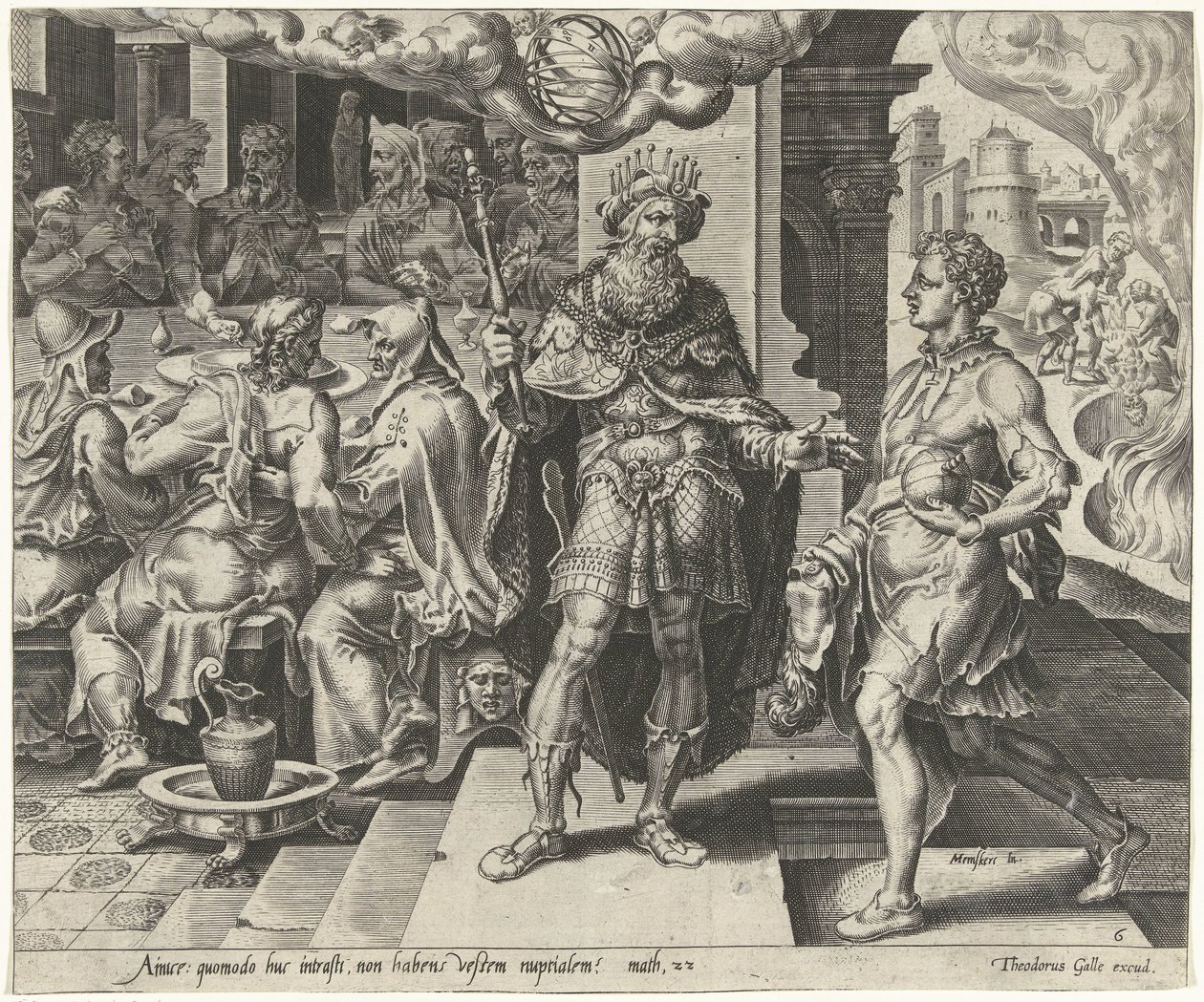 Bestraffing van de man zonder bruiloftskleding door Dirck Volckertsz. Coornhert