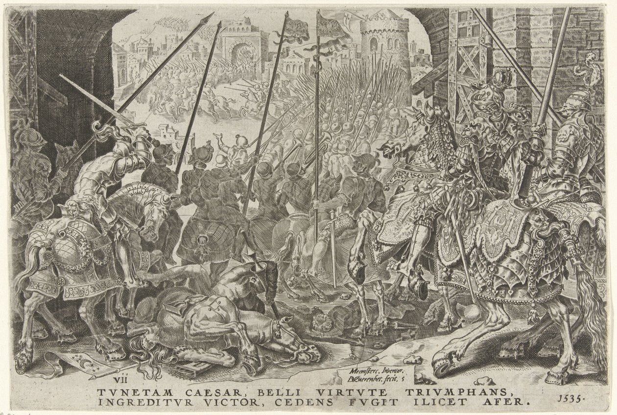 Inname van Tunis, 1535 Overwinningen van Karel V (series title) door Dirck Volckertsz. Coornhert