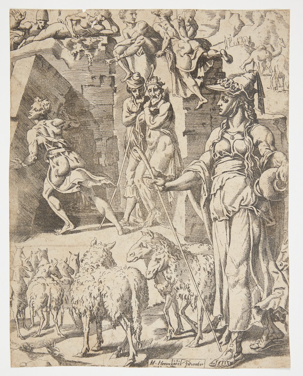 Jakob rolt de steen van de mond van de put door Dirck Volckertsz. Coornhert