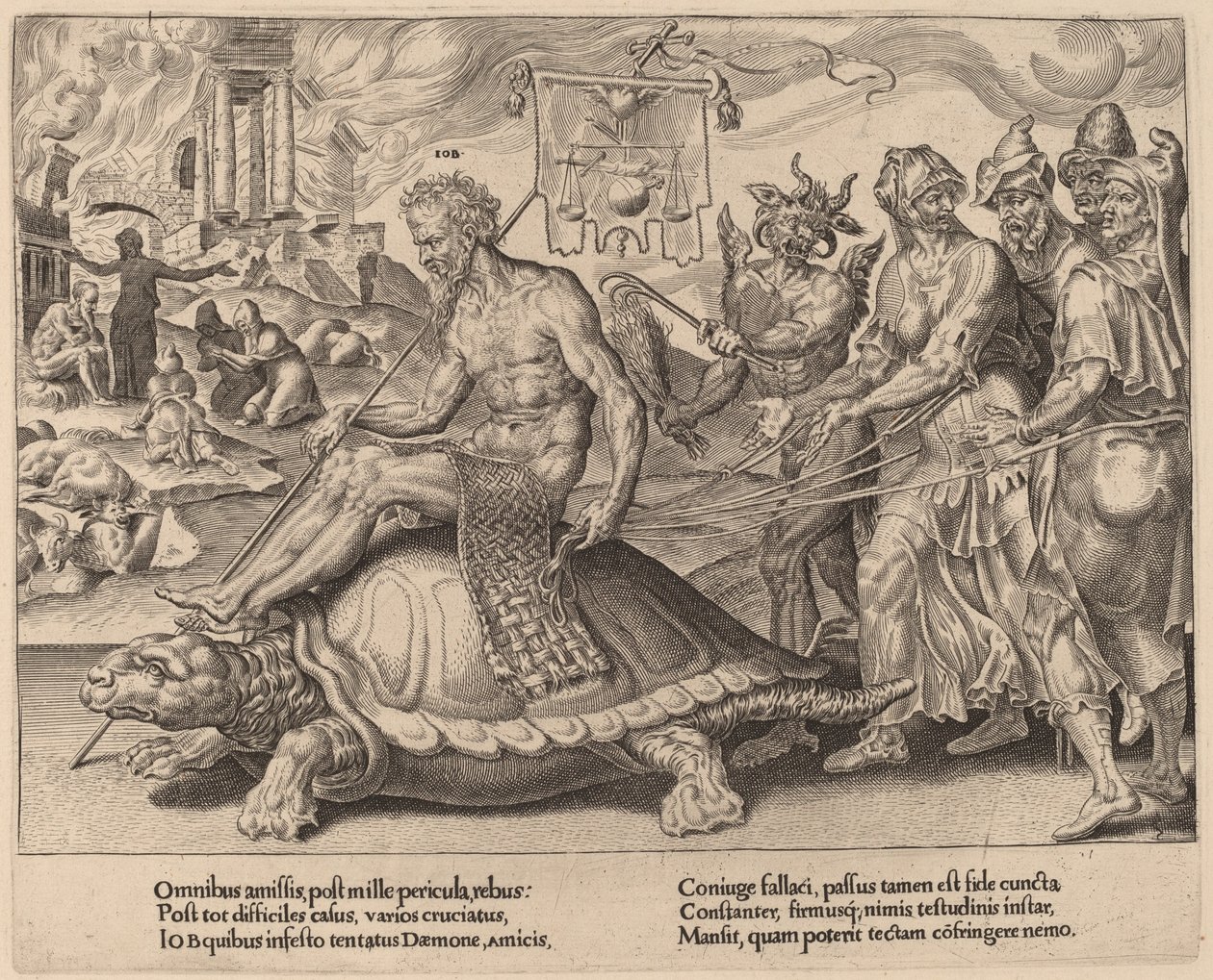 De triomf van Job door Dirck Volckertz Coornhert after Maerten van Heemskerck