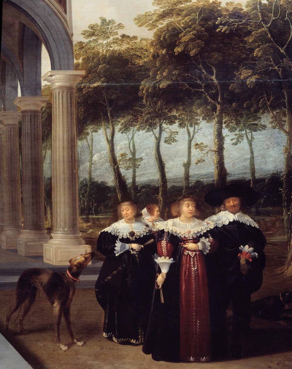 Wandelend paar (detail) door Dirck van Delen