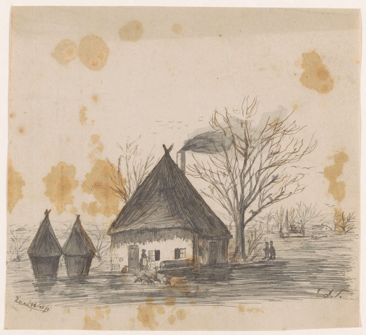 Landschap door Dirk Arnoldus Tavenraat (signed by artist)