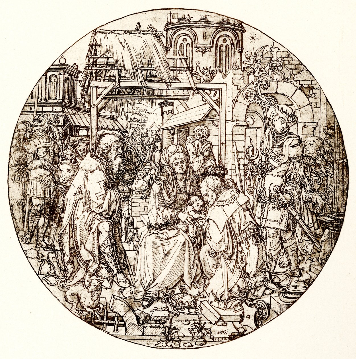 De wijzen aanbidden het kind Jezus door Dirk Jacobsz Vellert