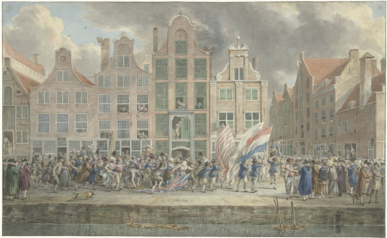 Anti-Engelse demonstratie te Rotterdam, 2 maart 1781 door Dirk Langendijk (signed by artist)